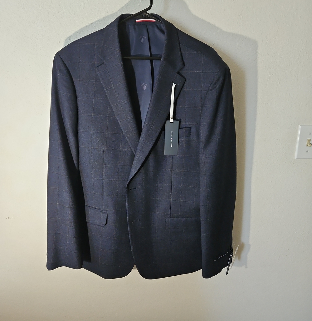 Tommy Hilfiger Navy Windowpane Sport Coat